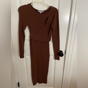 Brown knit midi dress